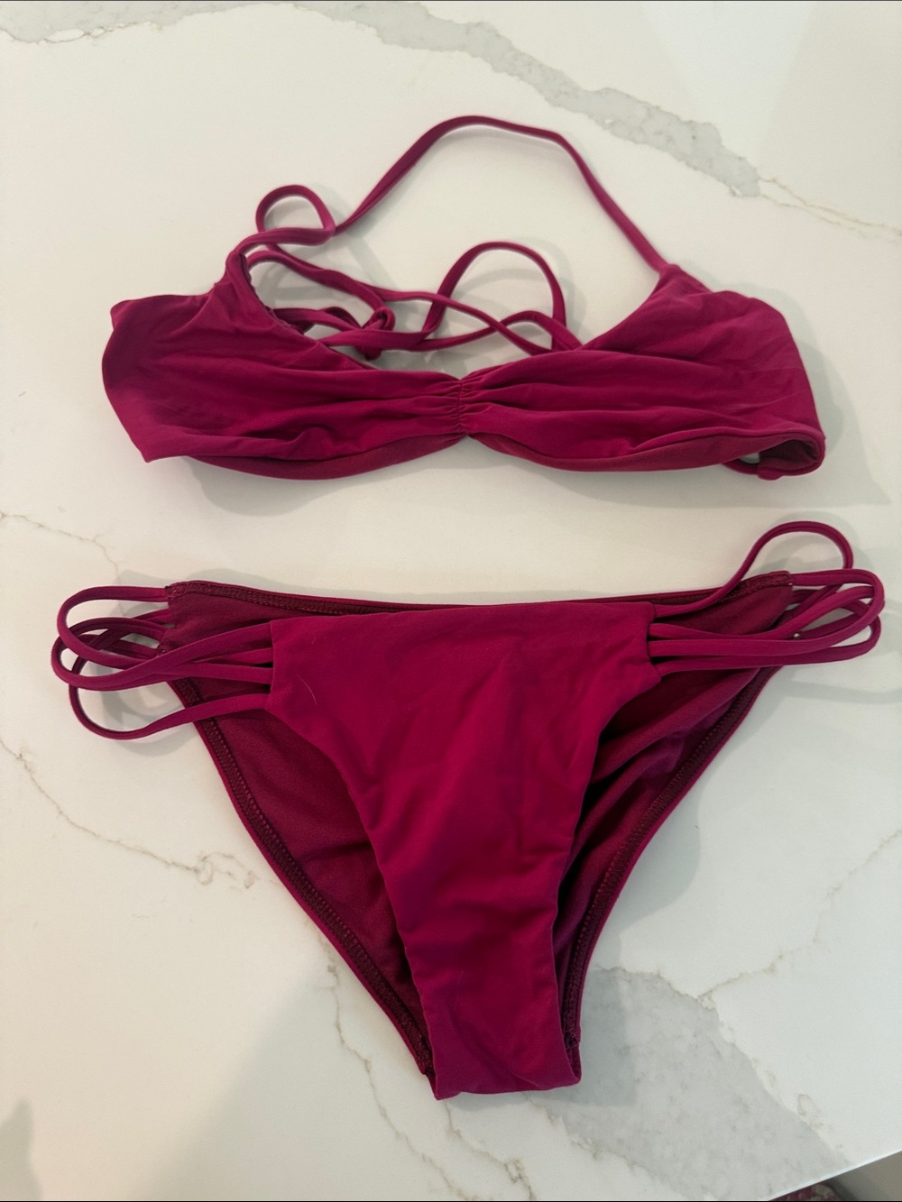 Billabong Strappy Bikini Set in Magenta